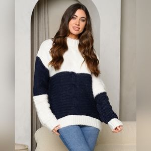 NEW! Blue & White Pinch Long Sleeve Colorblock Sweater